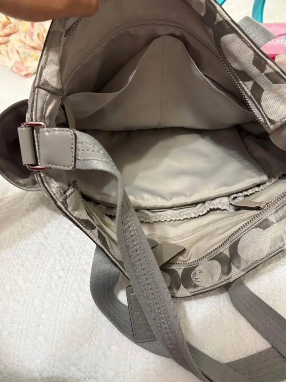 Coach Grey Signature Diaper Tote - Grey